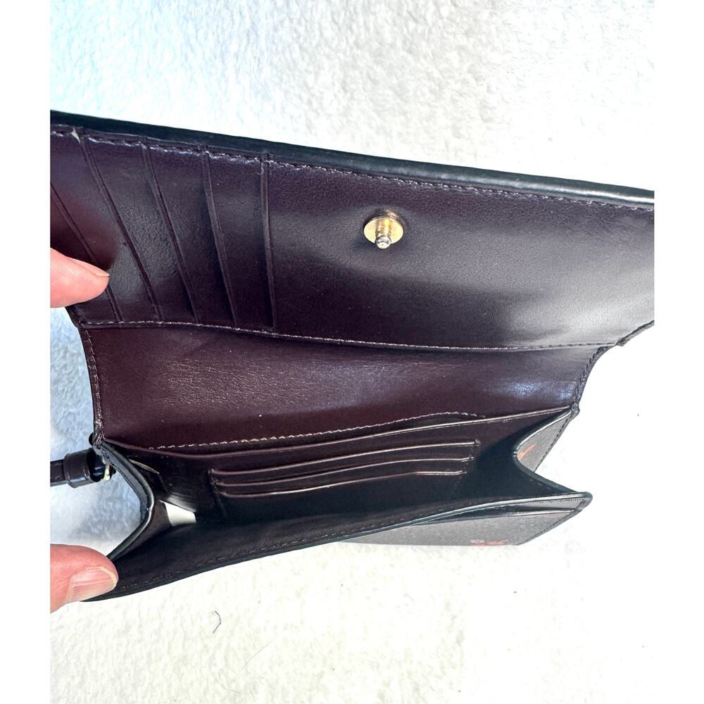 *SOLD* Coach Floral Wristlet Wallet Chocolate Brown Background - Picture 5 of 7